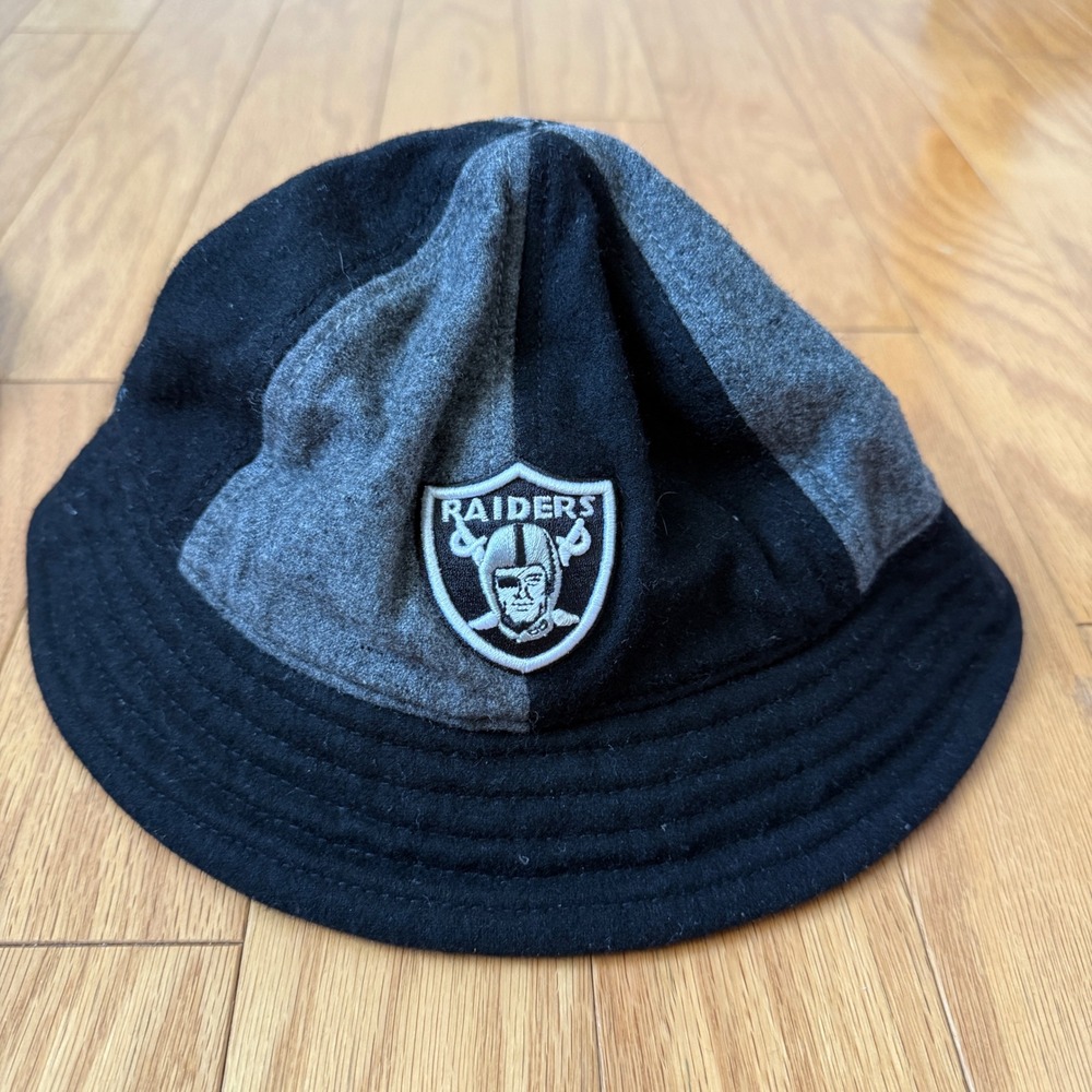 Las Vegas Raiders Bucket Hat Reebok Wool Blend Black Gray‎ S M NFL